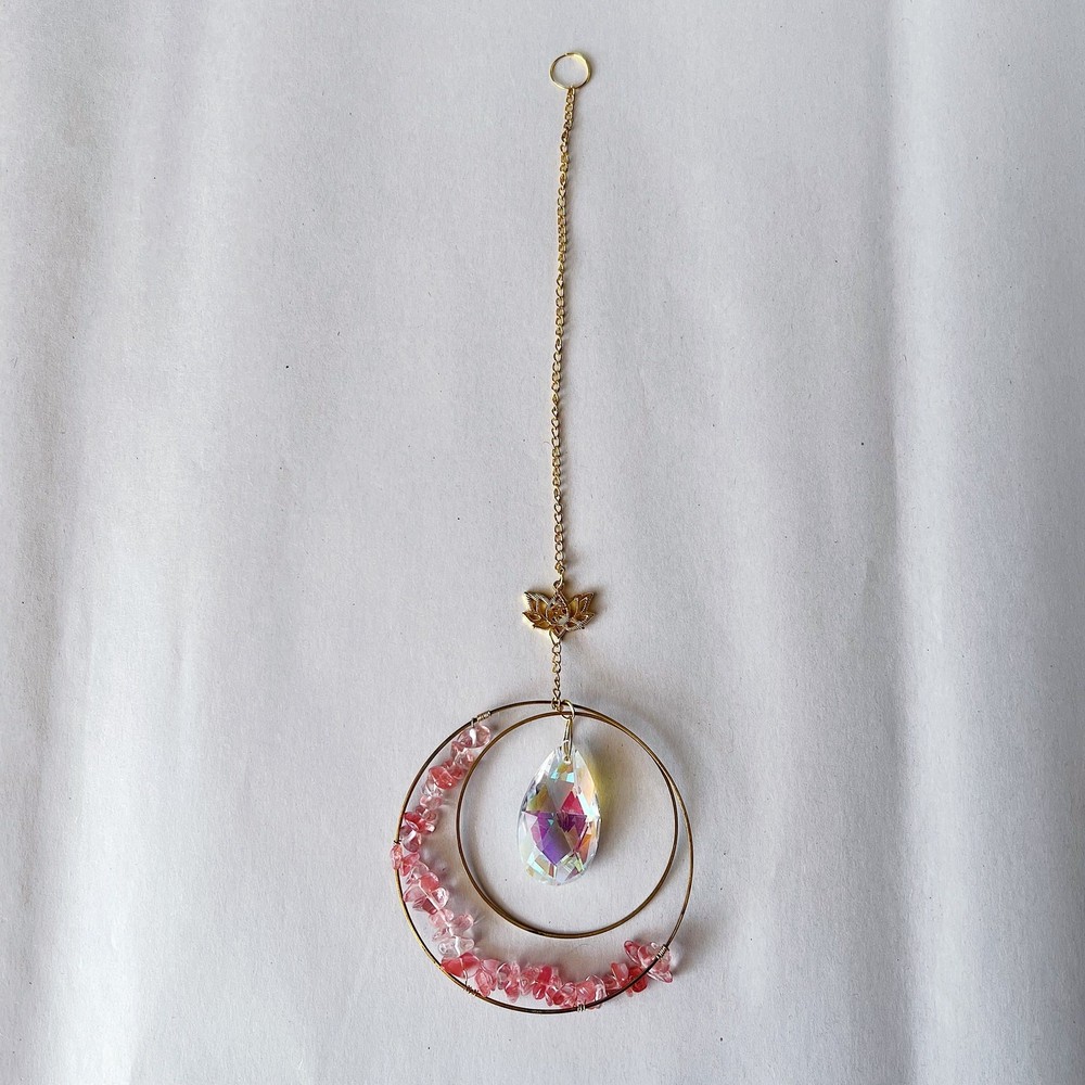 Pink Rock Bead Circle Suncatcher