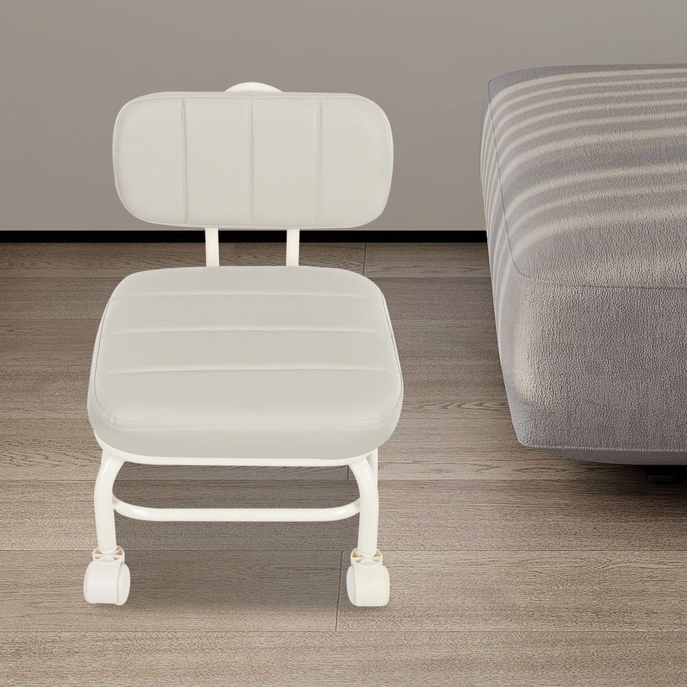Low Rolling Stool, Roller Seat with Universal Swivel Caster Wheels & Backrest