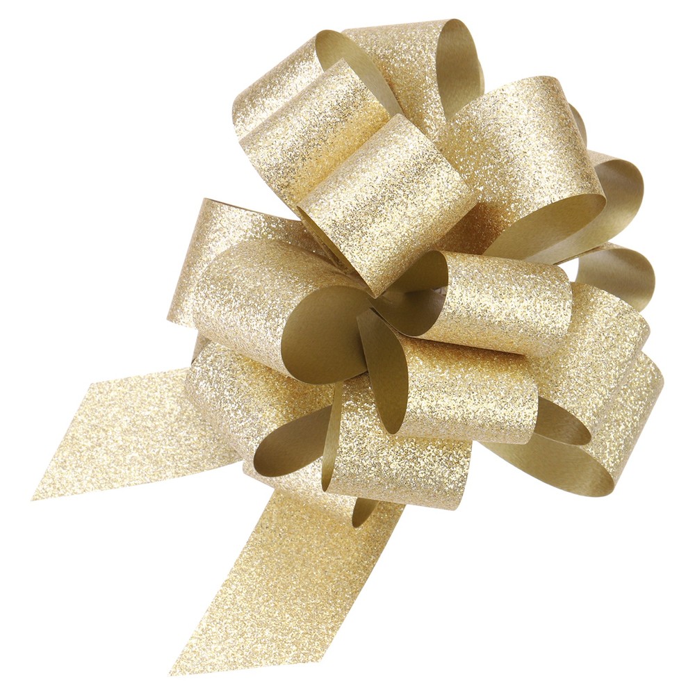 5pcs 6 Inch Large Pull Bow Gift Wrapping Big Pull Bows Ribbon Gold