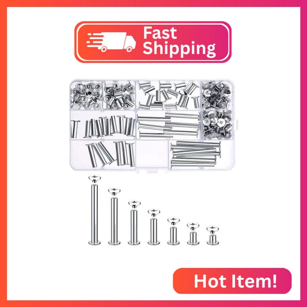 Pangda 80 Sets Chicago Screw Leather Rivets Assorted Kit Chicago Binding Screws