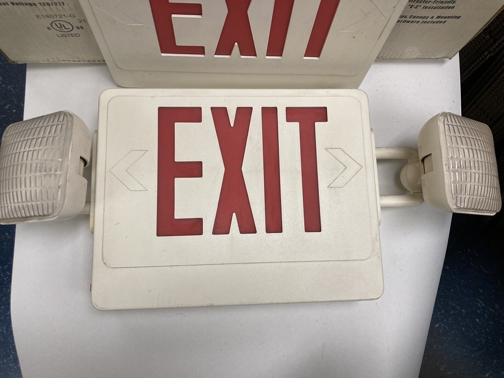 Brooks,LED4,Double Face Exit Sign and Emergency Lights