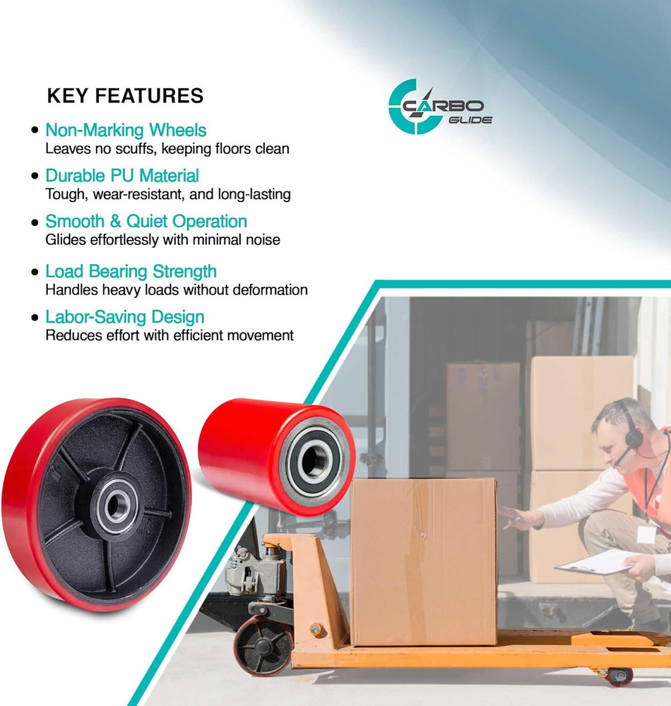 Complete Red Pallet Jack Set with Wheels, Rollers, and Protective Caps