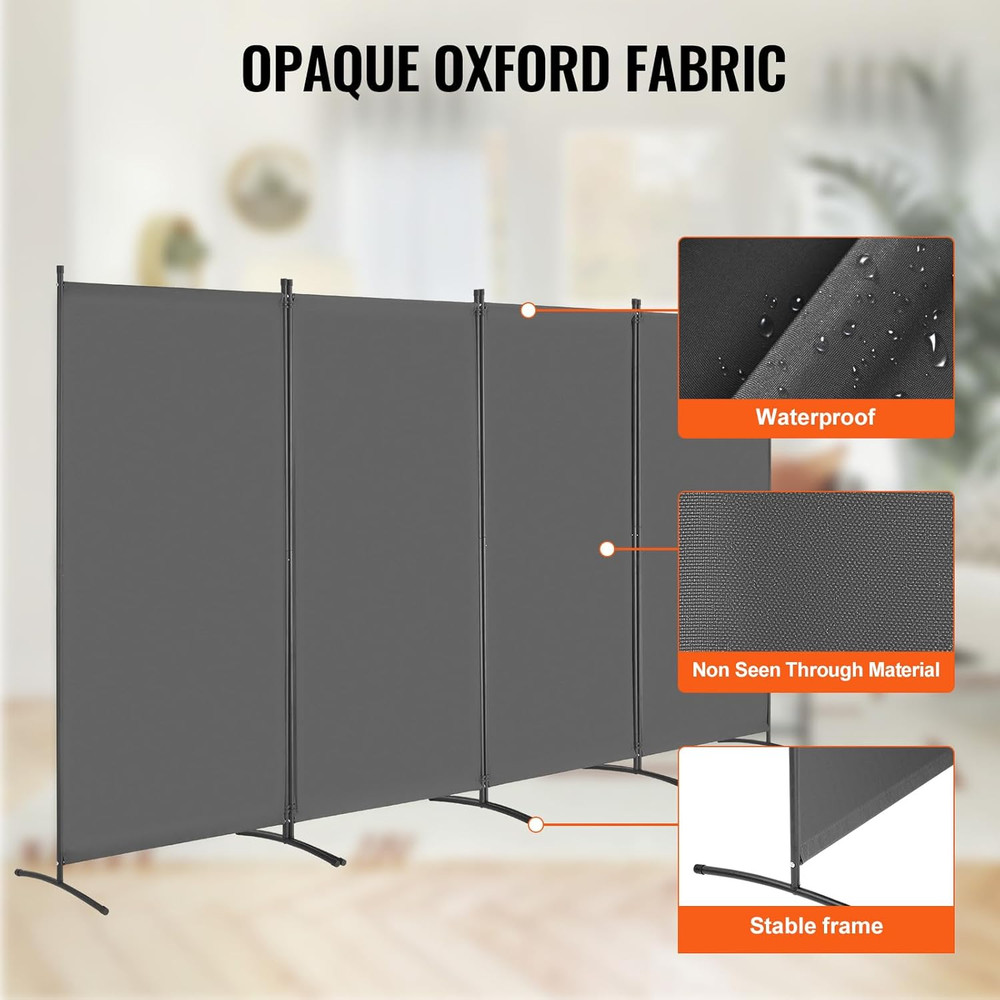 Room Divider, 4 Panel Room Divider, Folding Privacy Screen and Portable Partitio