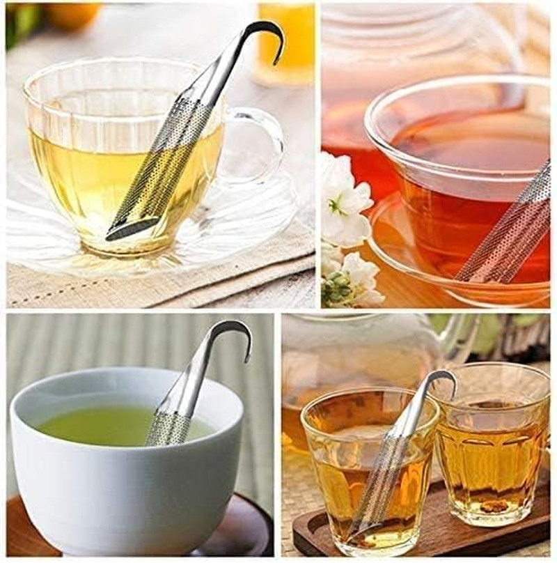 2PCS Stainless Steel Tea Infuser Filter with Hook Handle Loose Leaf Tea Strainer