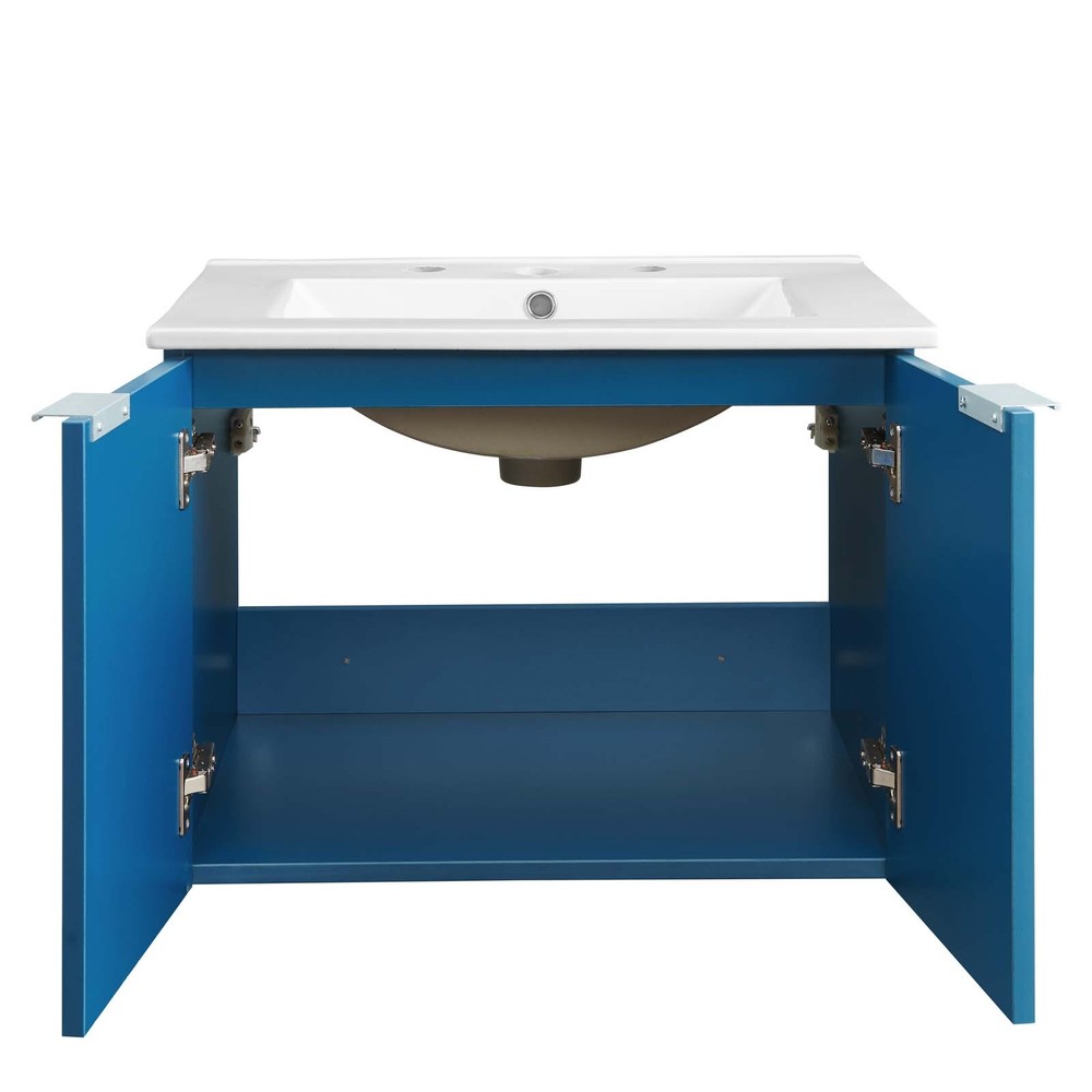 Modway Maybelle 24" Wall-Mount Bathroom Vanity In Navy White