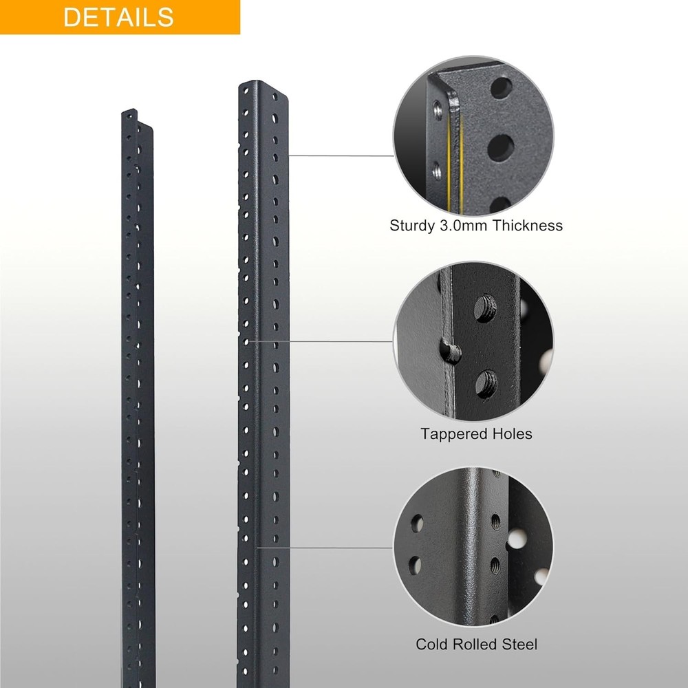 Versatile 2U Rack Mount Rails for Audio & Network Equipment - Screws Included