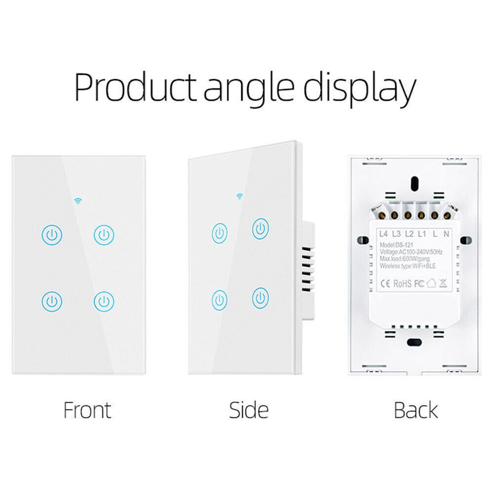 Tuya WIFI Smart Wall Light Touch Glass Panel Switch App Voice Control