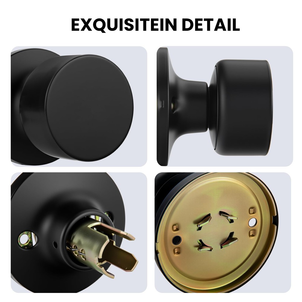 Goldenwarm 2 Pieces Black Dummy Door Knobs, - 1 Pack, Matte