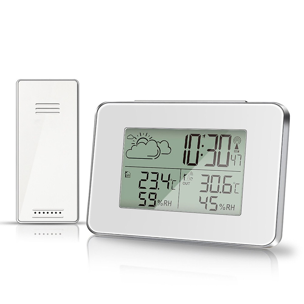 Digital Thermometer Clock LCD Temperature Wireless Transmitter Indoor/Outdoor