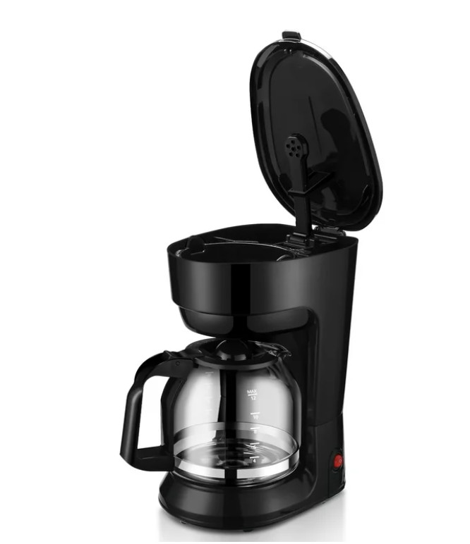 12 Cup Black Coffee Maker with Removable Filter Basket