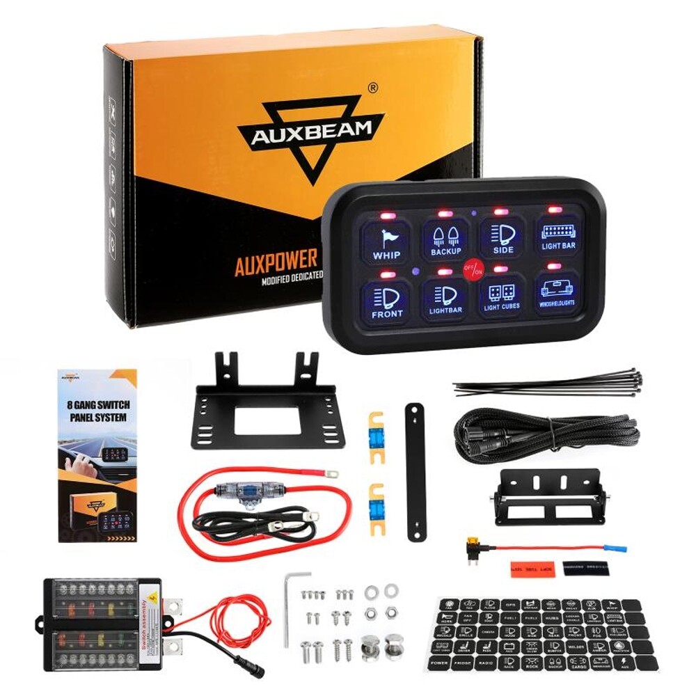 Auxbeam 8 Gang Switch Panel Automatic Dimmable LED Touch Control Panel Box Blue