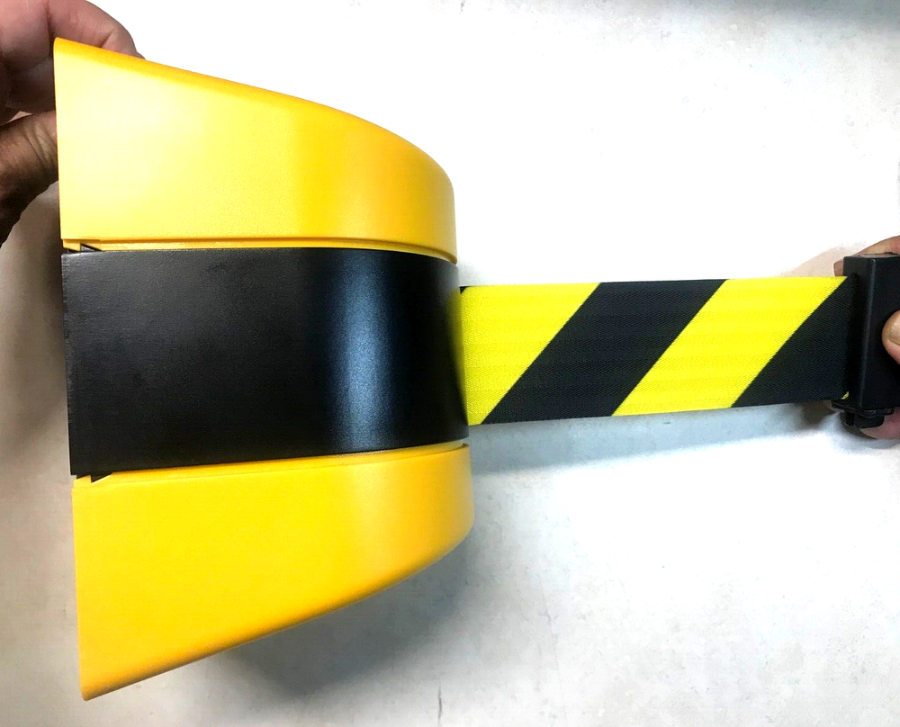 Crowd Control Warehouse CCW Series Fixed Wall Mount Retractable Belt Barrier 30'