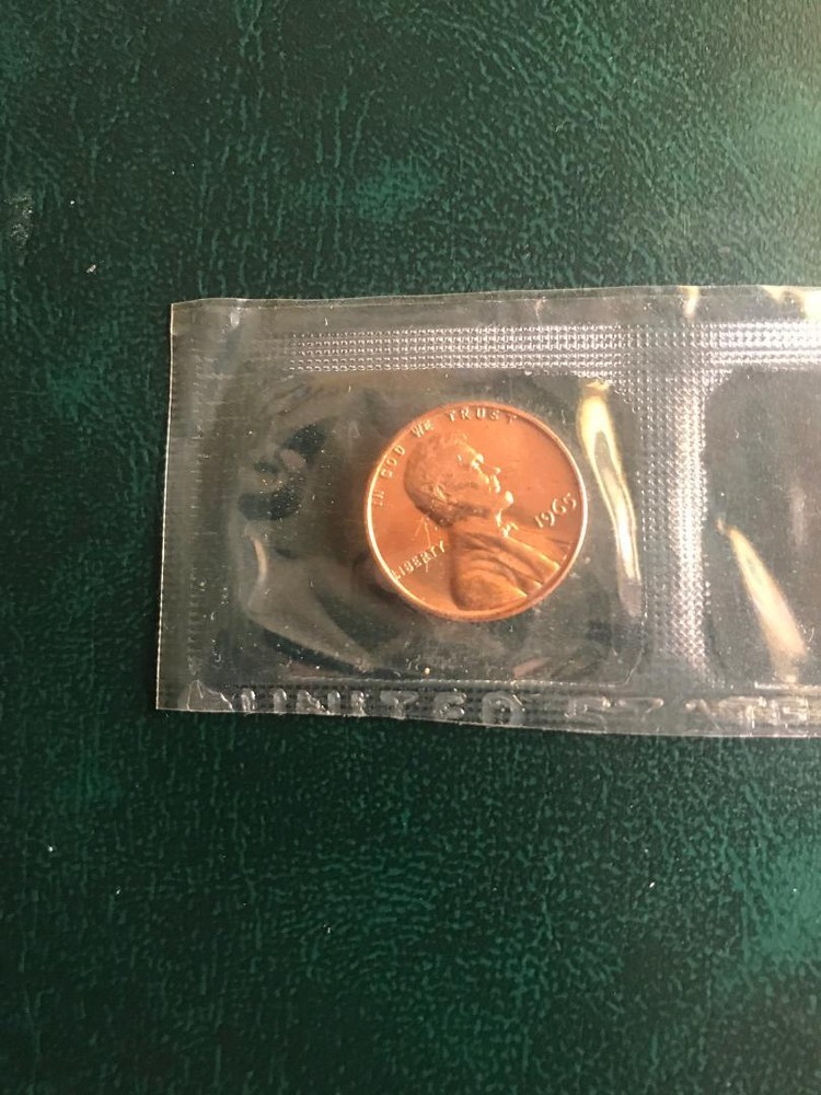 1965 SMS LINCOLN CENT STILL IN MINT CELLO