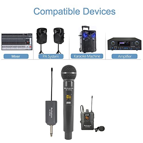) Dual UHF Wireless Microphone System, with Headset Mic, 60 Adjustable