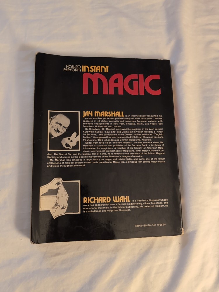 Perform Instant Magic; Marshall, Jay, 1980 - Close-Up Magic - Magic Book