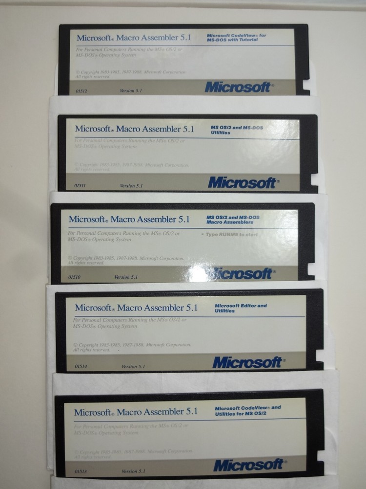 Microsoft Macro Assembler 5.1 MS OS/2 & MS-DOS Software 5.25" Disks