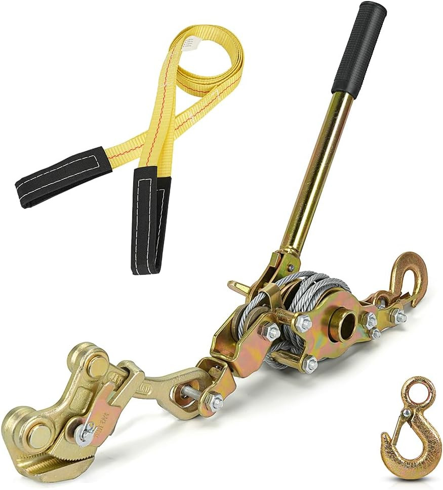 Zipline Tensioning Kit, Cable Winch Puller with Cable Grip Steel Wire Puller & 2