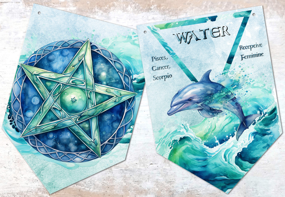Pagan Wiccan Elements Bunting Decoration - Earth, Air, Water & Fire