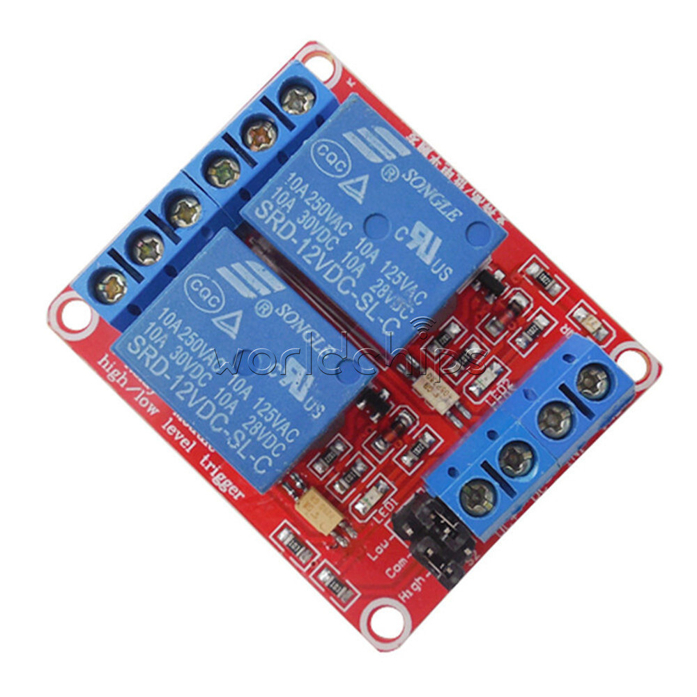 12V 2 Channel Relay Module With Optocoupler Support High Low Level Trigger NEW