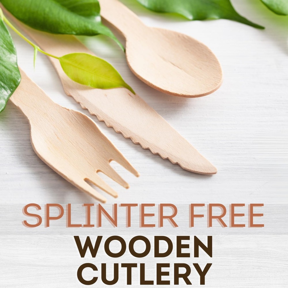 Wood Compostable Utensils Set or compostable silverware - 360 Pieces (120 For...