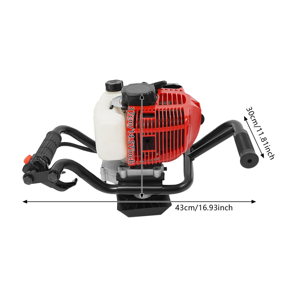 2-Stroke Post Hole Digger Engine, 52CC Gas Powered Earth Auger, NO Drill Bits