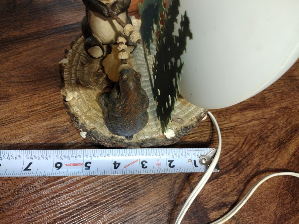 Bears Roasting Marshmallows Campfire Lamp Night Light Trees Moon