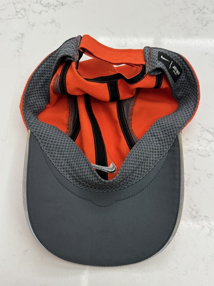 Vintage Nike Performance Hat Cap Strapback Orange Tailwind 7 Panel Reflective