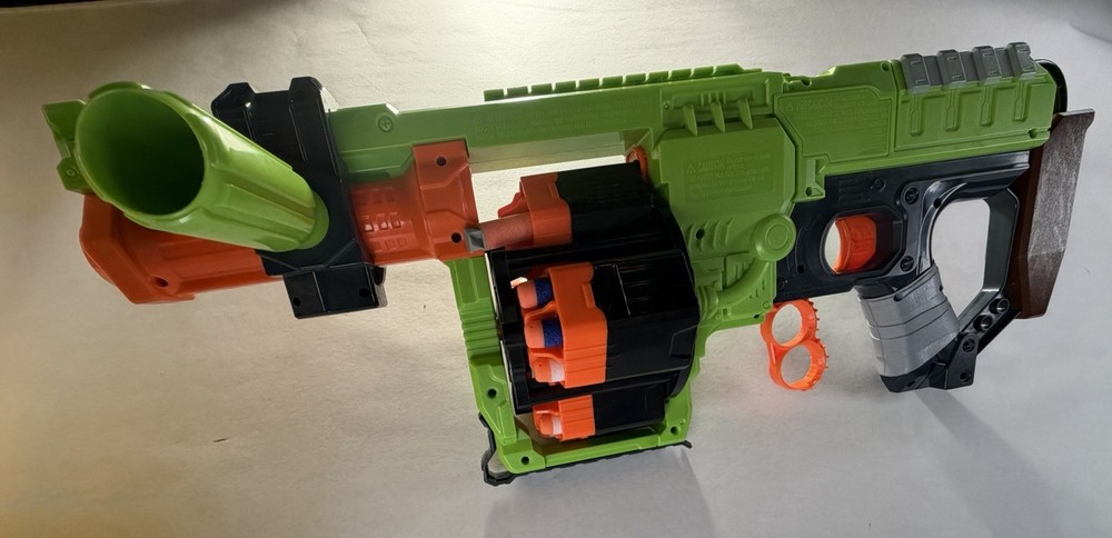 Nerf Zombie Strike Doominator Blaster w/ Rotating Drum Tested Working