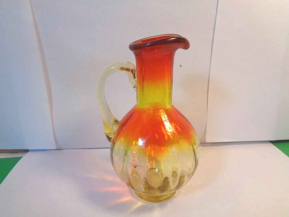 Studio Art Glass 5" Amberina Panel Optic Pitcher (Used/EUC)