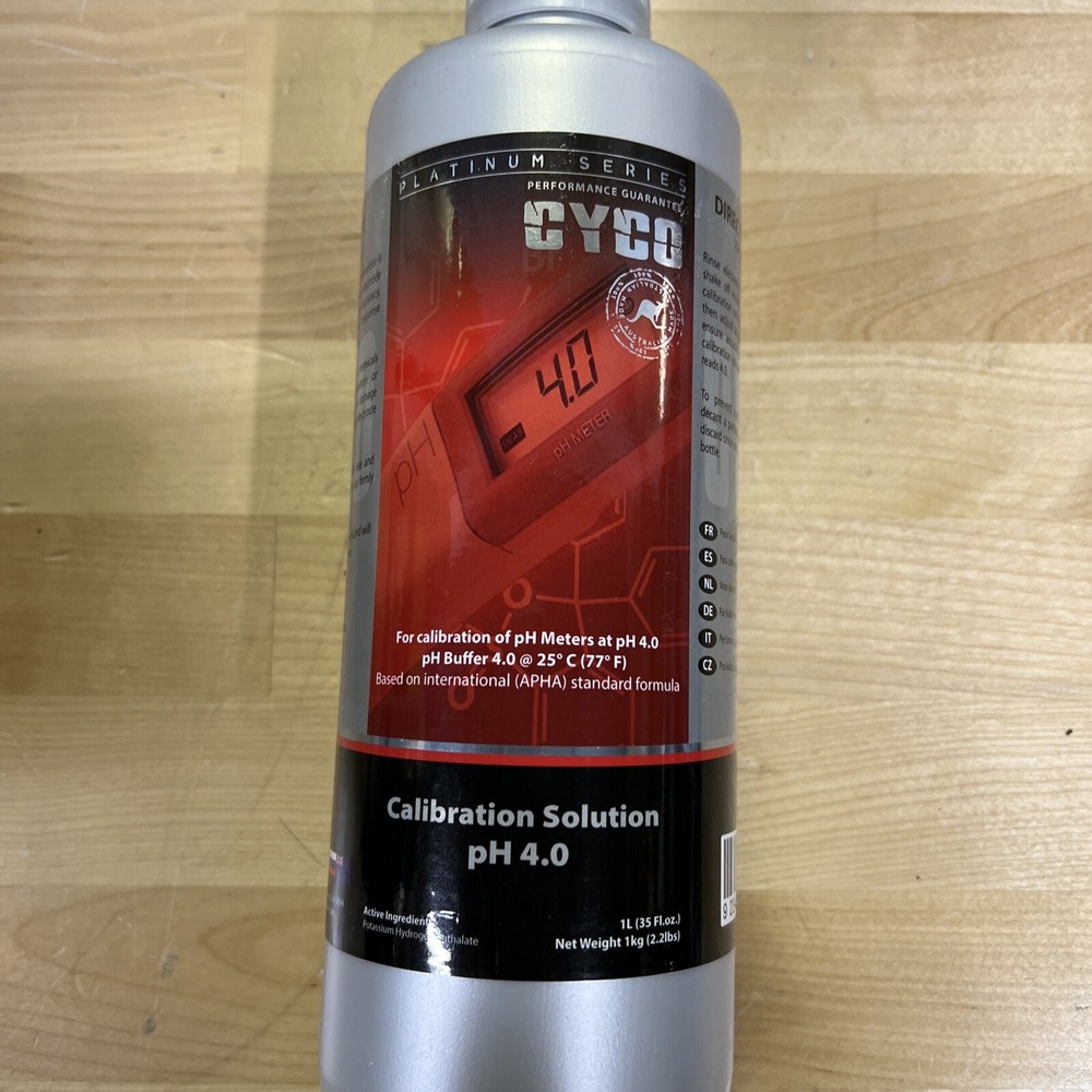 CYCO pH Calibration Solution Kit pH 4.0 1-Liter Bottles (2 PACK)