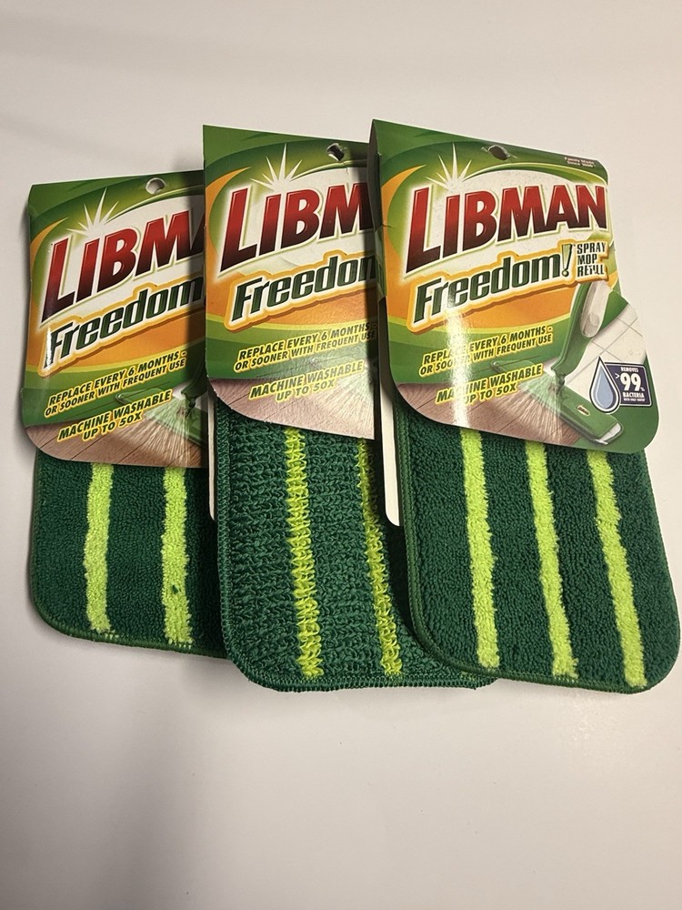 Libman Freedom Microfiber Spray Mop Refill Pads Green 3-Pack