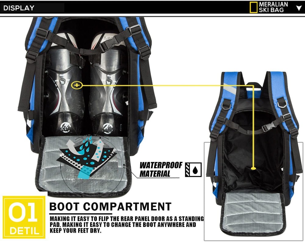 Ski Boot Bag 50l Ski Boot Travel Backpack Waterproof Snowboard Boot Backpack For