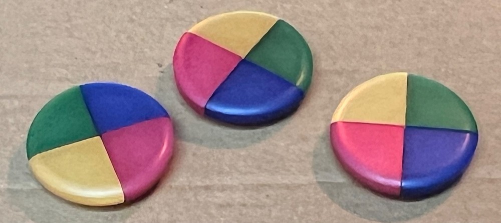 3 Colorful Plastic Buttons with 4 Triangle Sections 1 1/8” Sewing Crafts