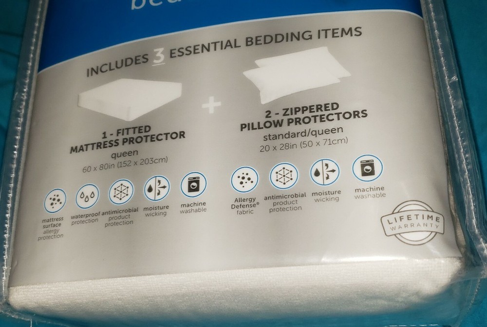 Perfect Protection Allerease Cool & Clean Bedding Kit 3 Pc-Queen NEW FREE SHIPPN