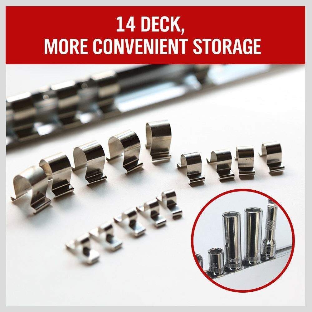 Socket Organizer Set, 3-Piece Metal Socket Holders/Socket Sliding Rail, 1/4-I...