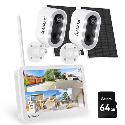Solar Security Cameras System Wireless Outdoor with Solar 2-Camera System Kit