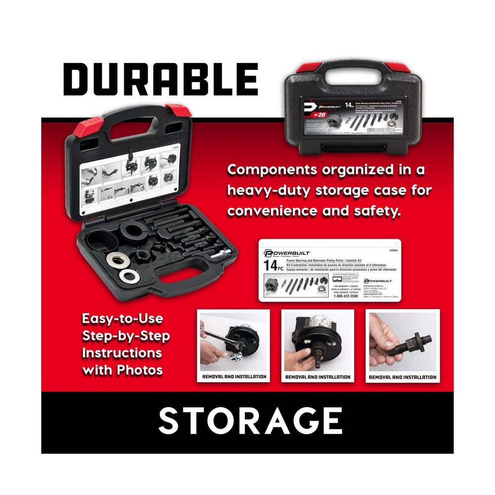 Powerbuilt Power Steering and Alternator Pulley Remove and Install Tool Set, ...