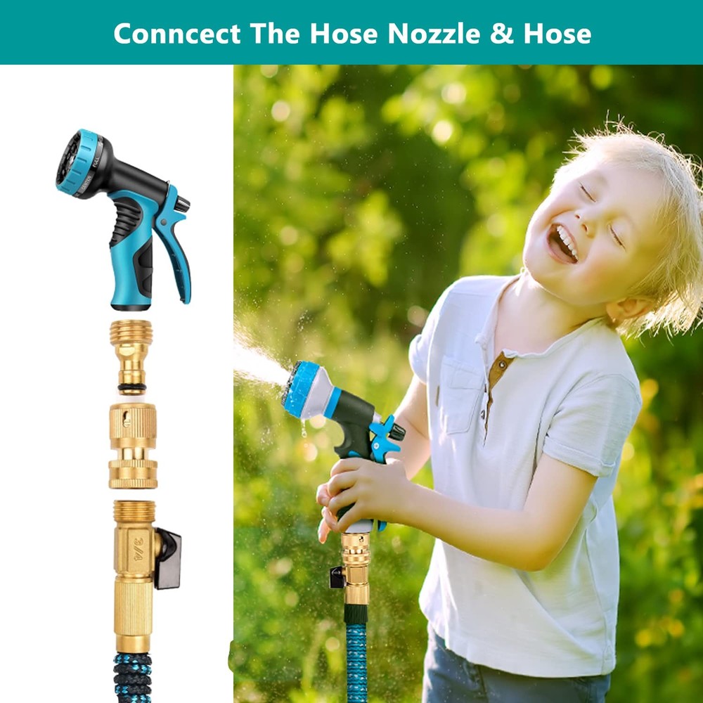 FINEST+ Garden Hose Quick Connector, Solid Brass 3/4 Inch Thread Fitting No-L...