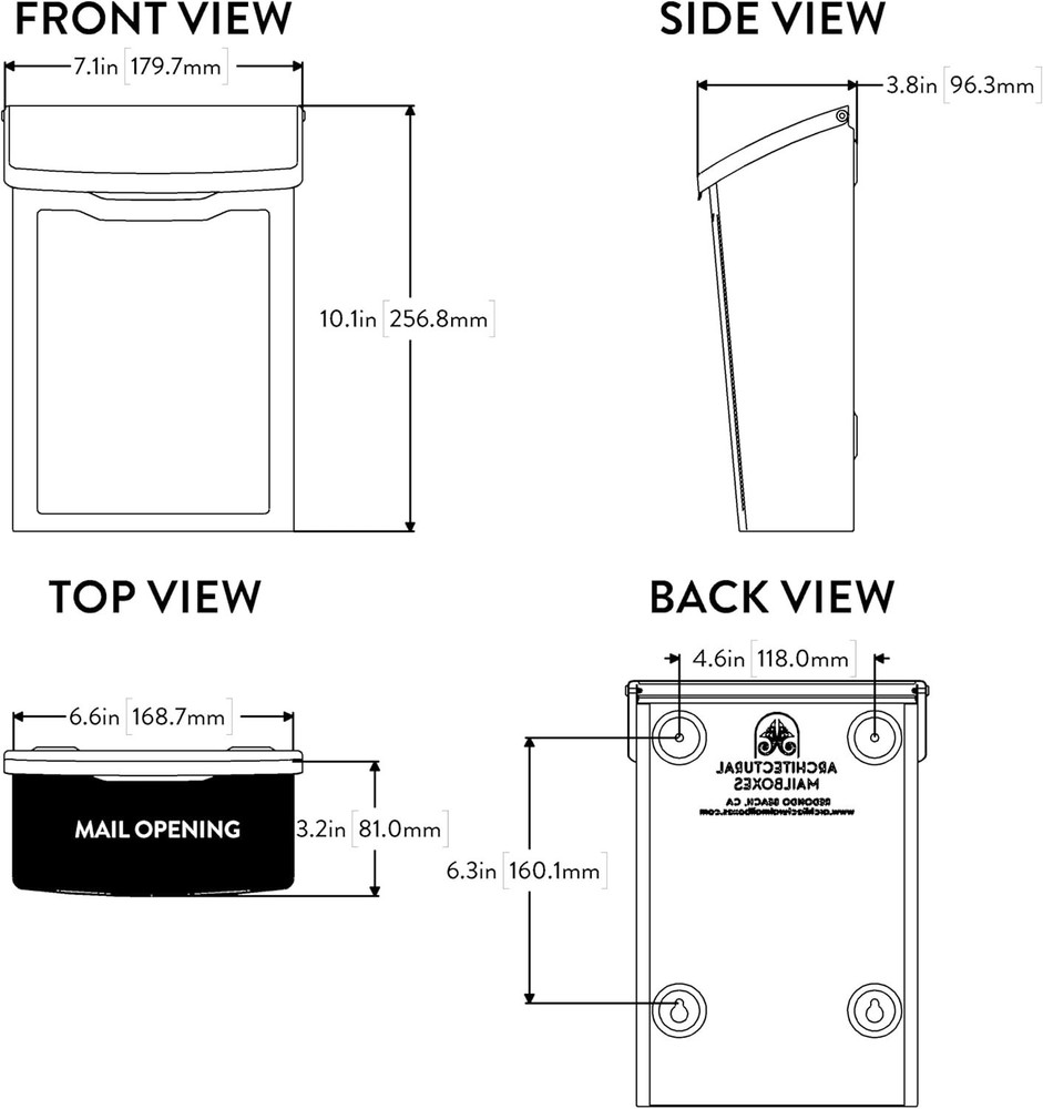 2681BE Marina Wall Mount Mailbox, C1, Blue