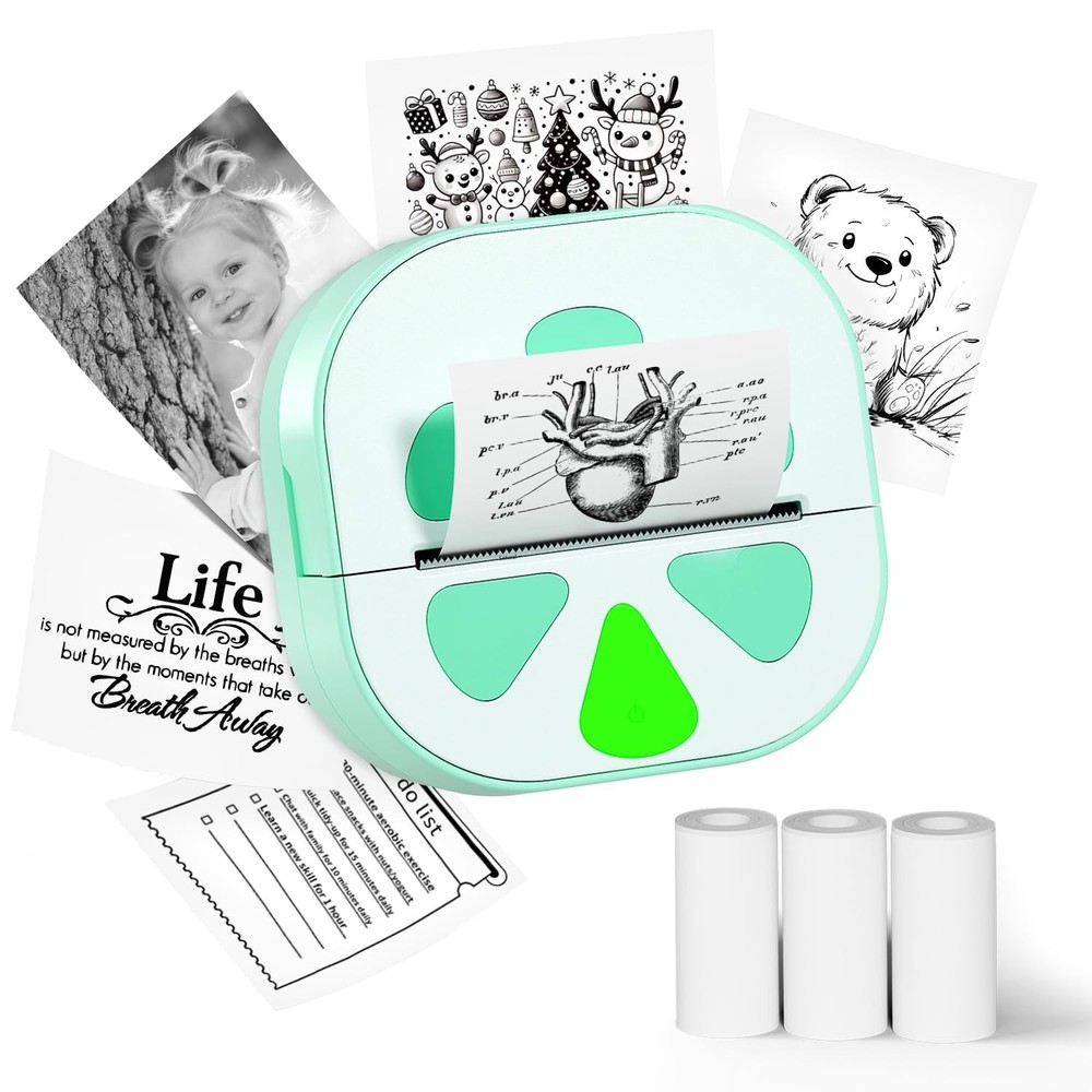 Sticker Printer, Print Pods Mini Bluetooth mini printer, Green