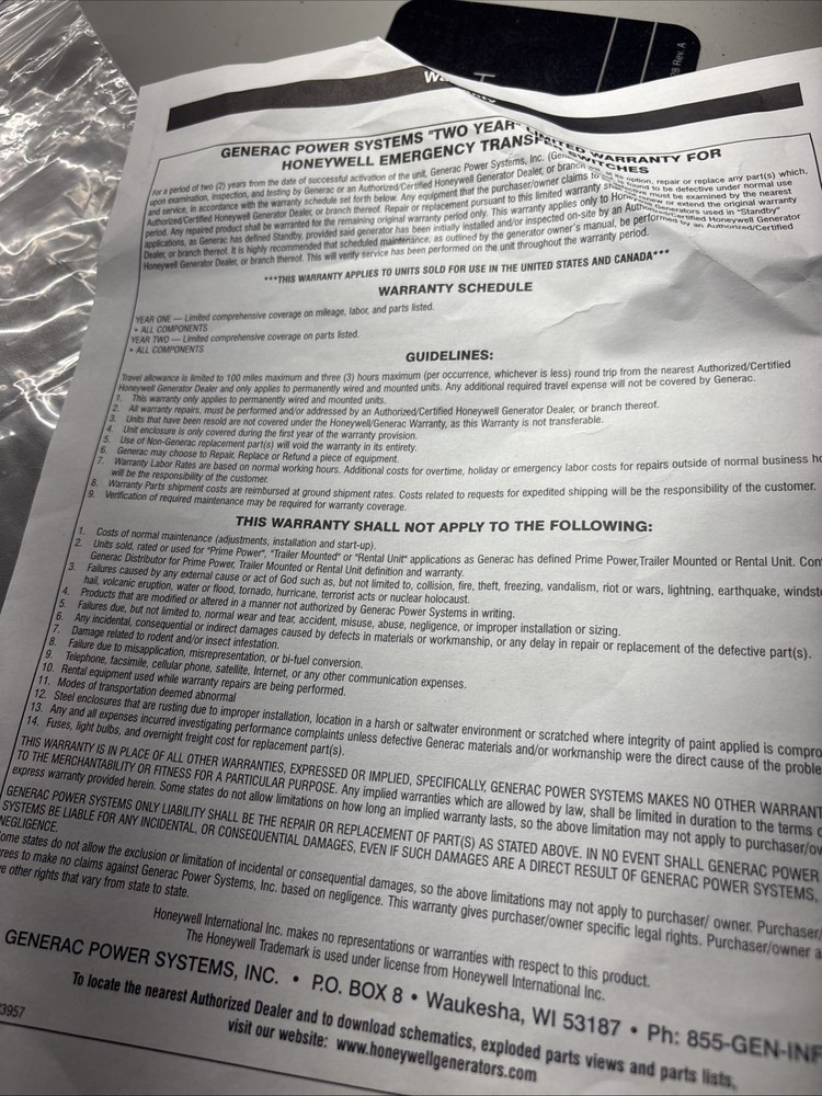 Honeywell Sync Smart Switch Automatic Transfer Switch Generator