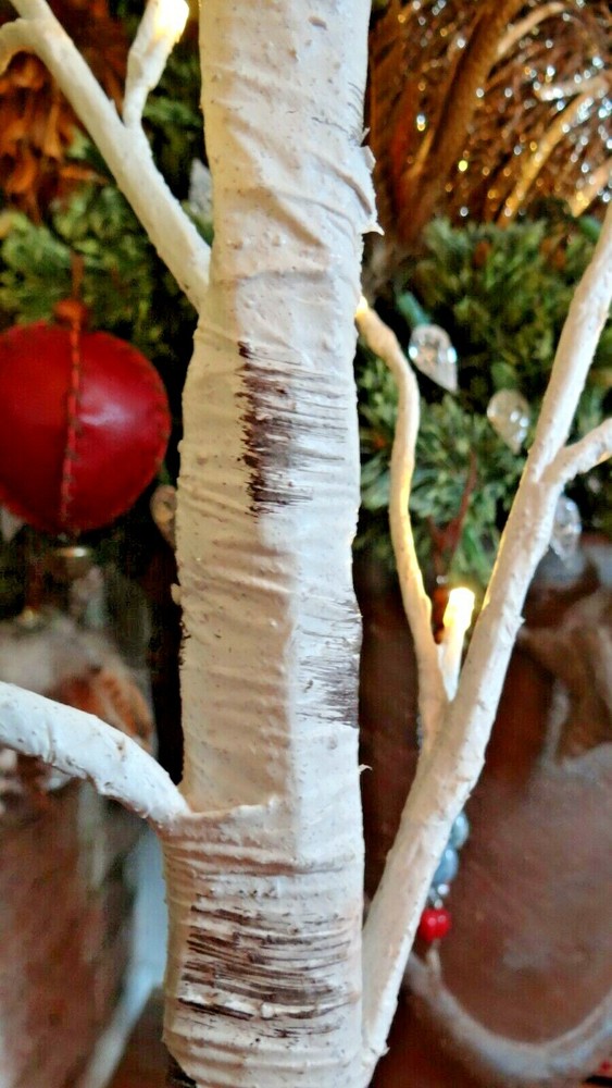 Artificial White Birch Twig Tree With Lighted Branches Rustic Christmas Décor