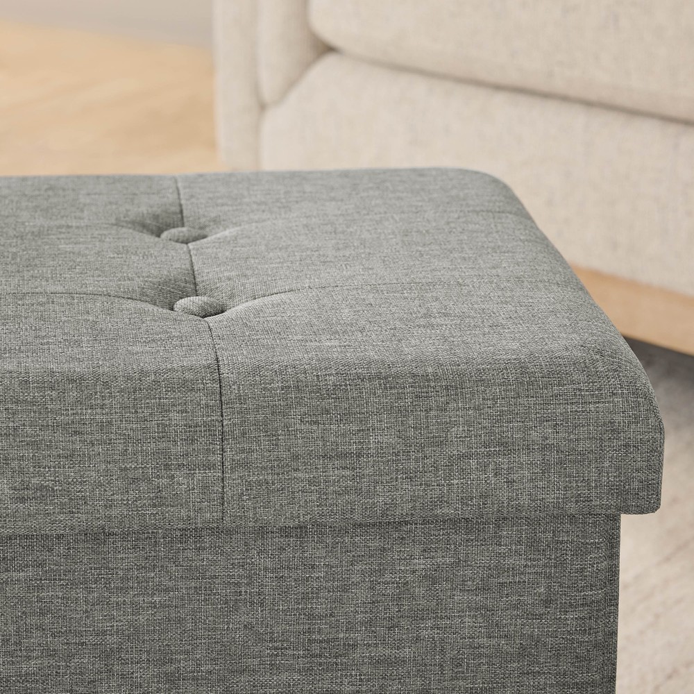 30" Collapsible Storage Ottoman Cream