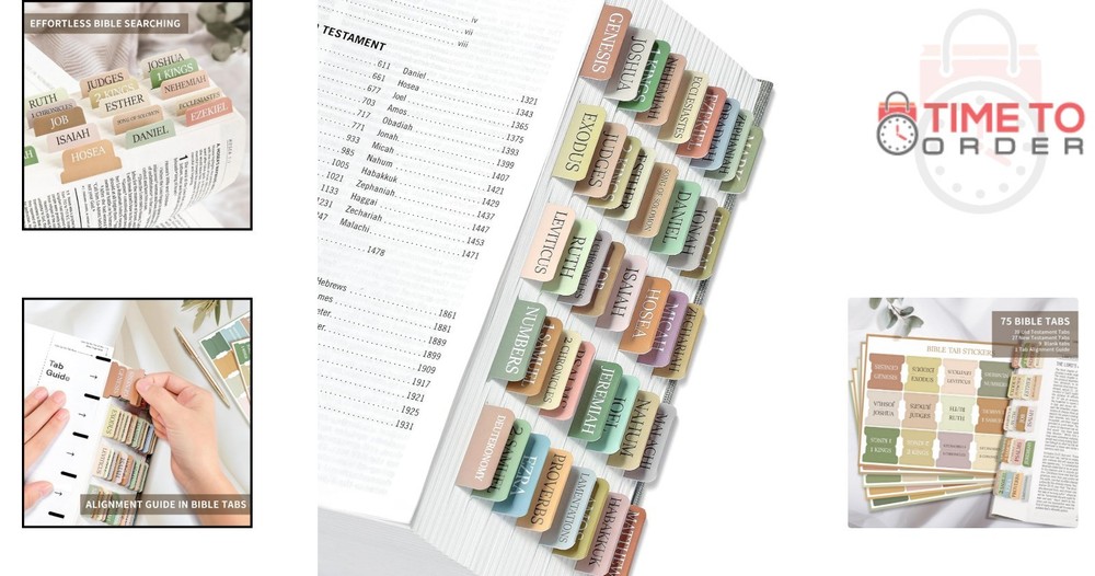 Laminated Study Bible Tabs Large Print Neutral for Easy Navigation Boho Theme
