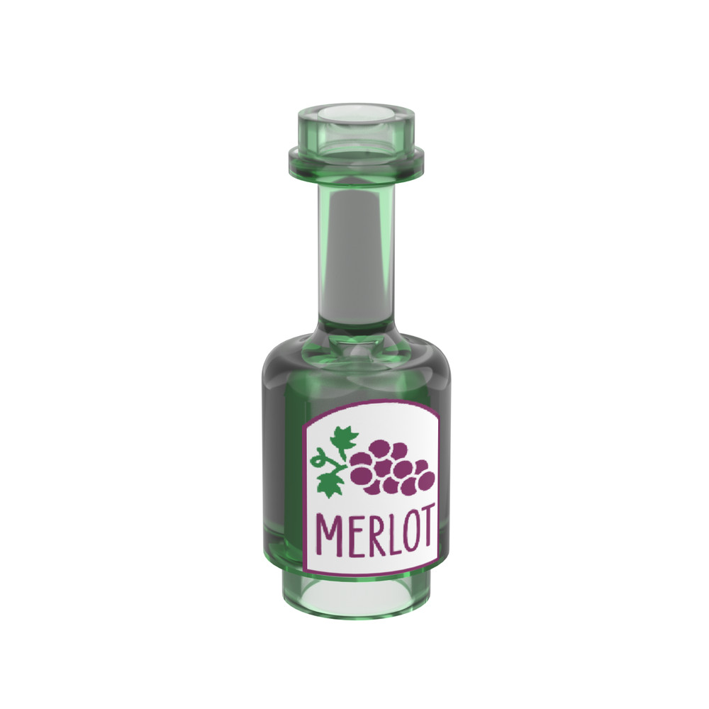 'Merlot' - Red Wine Bottle - Custom Printed - MInifig Accessory - Wine Store