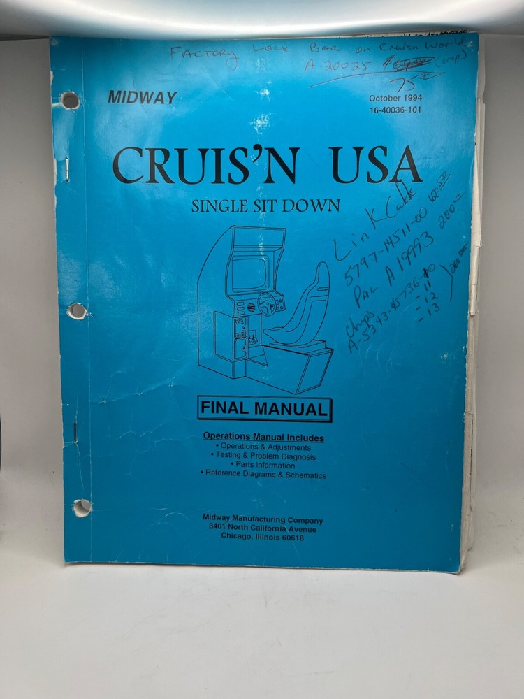 MIDWAY: Arcade game Manuals Collection from distributors library YOUR CHOICE