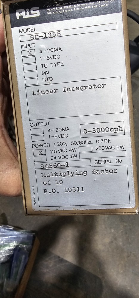 RiS SC-1356 Linear Integrator Signal Transmitter 1-5Vdc 115Vac B77