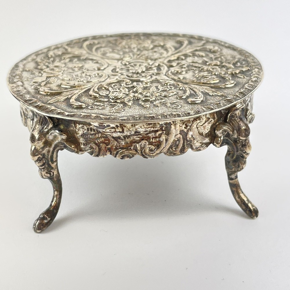 Antique Solid Silver Miniature Rococo Style Round Table Isaac Manheim 1902