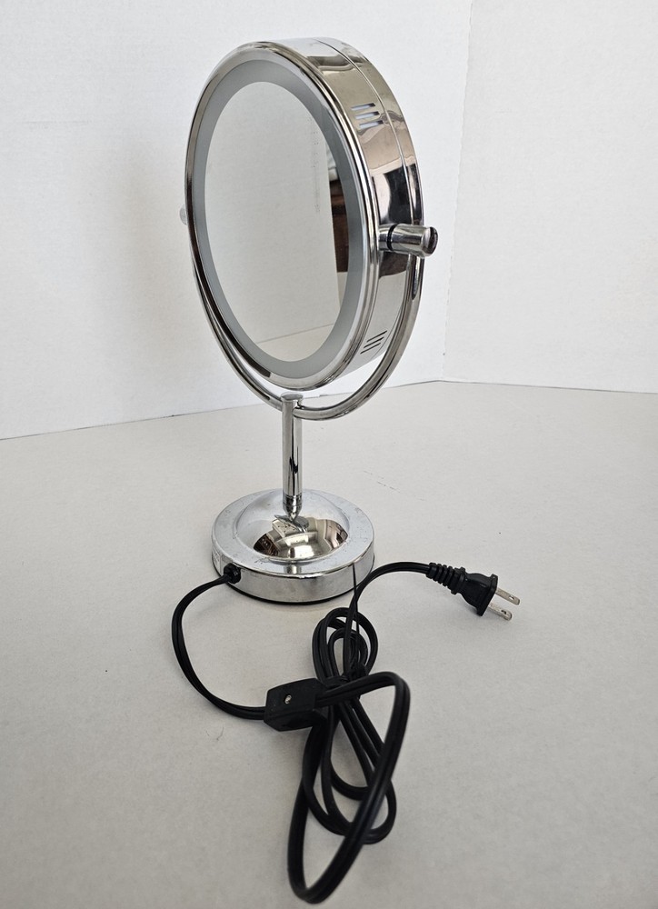 Conair Double Sided Silver Magnifying Lighted Makeup Mirror Works