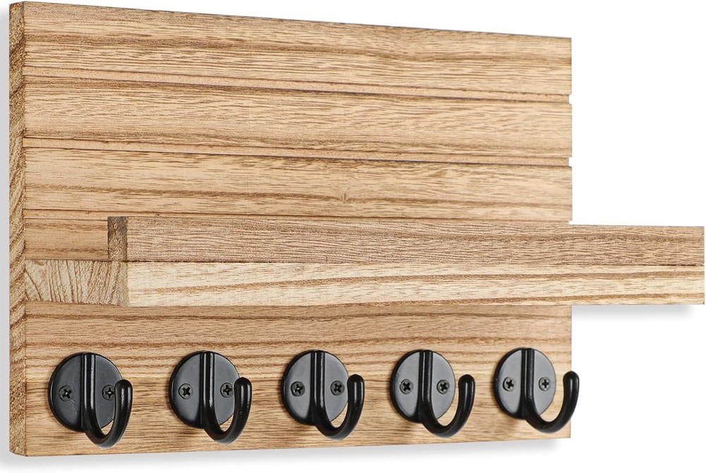 Unique Rustic Key Holder for Wall, Decorative Hooks for Keys and Leashes